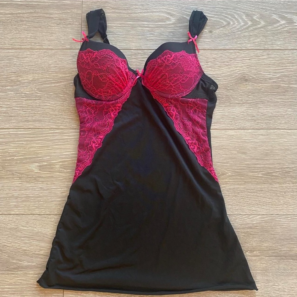 Black and Pink Lace slip dress